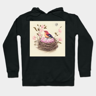 Bird in a Floral Nest Hoodie